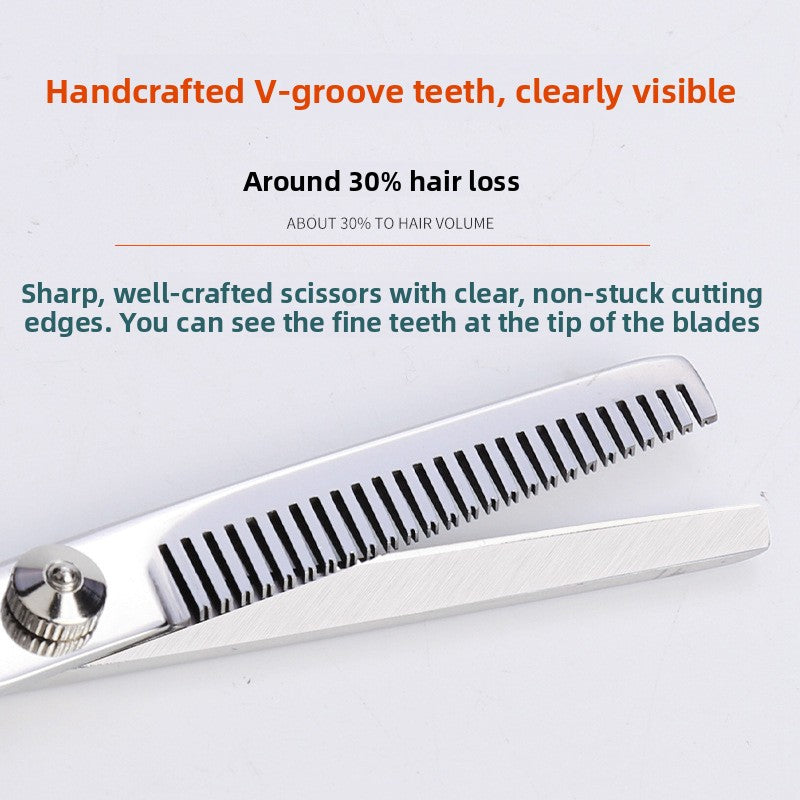 Silver stainless steel hair cutting scissors set, photo 3