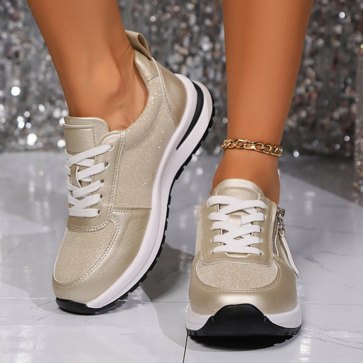 Foreign Trade Shoes Women's 2024 Summer New European and American Cross-border plus size Flat Bottom Round Head Solid Color Front Lace-up Women's Shoes