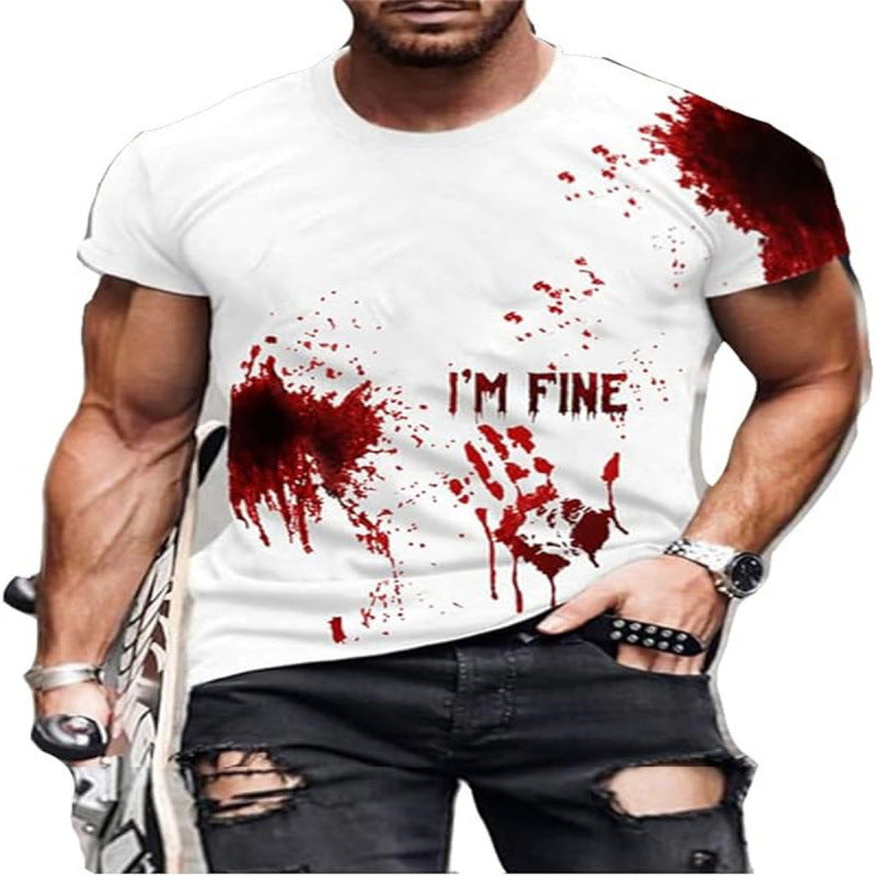 Mens 3D Digital Print Short Sleeve T Shirt Summer Casual Streetwear