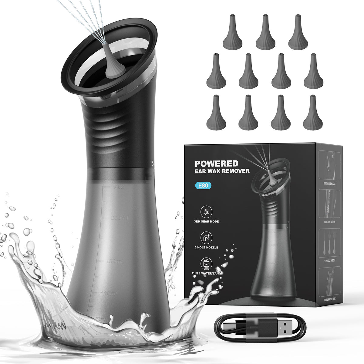 Electric Ear Washer with Adjustable Nozzles