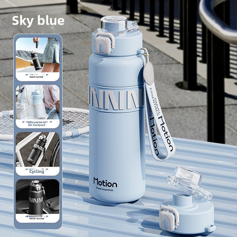 Stainless Steel Double Drink Thermos Cup with Carry Rope