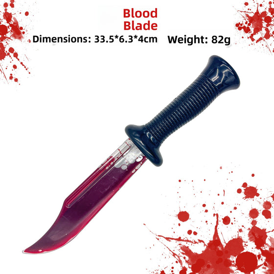 Halloween Simulation Bleeding Knife Prop Horror Fake Blood Zombie Makeup Toy