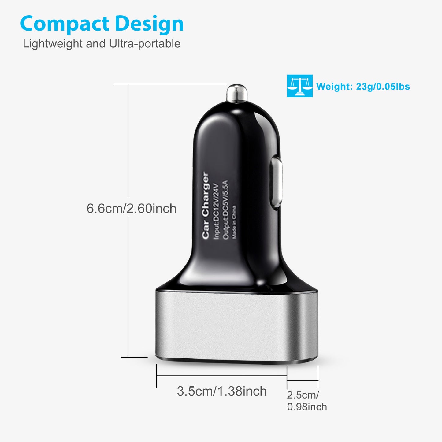 30W 3-Port USB Car Charger Fast Charging Adapter