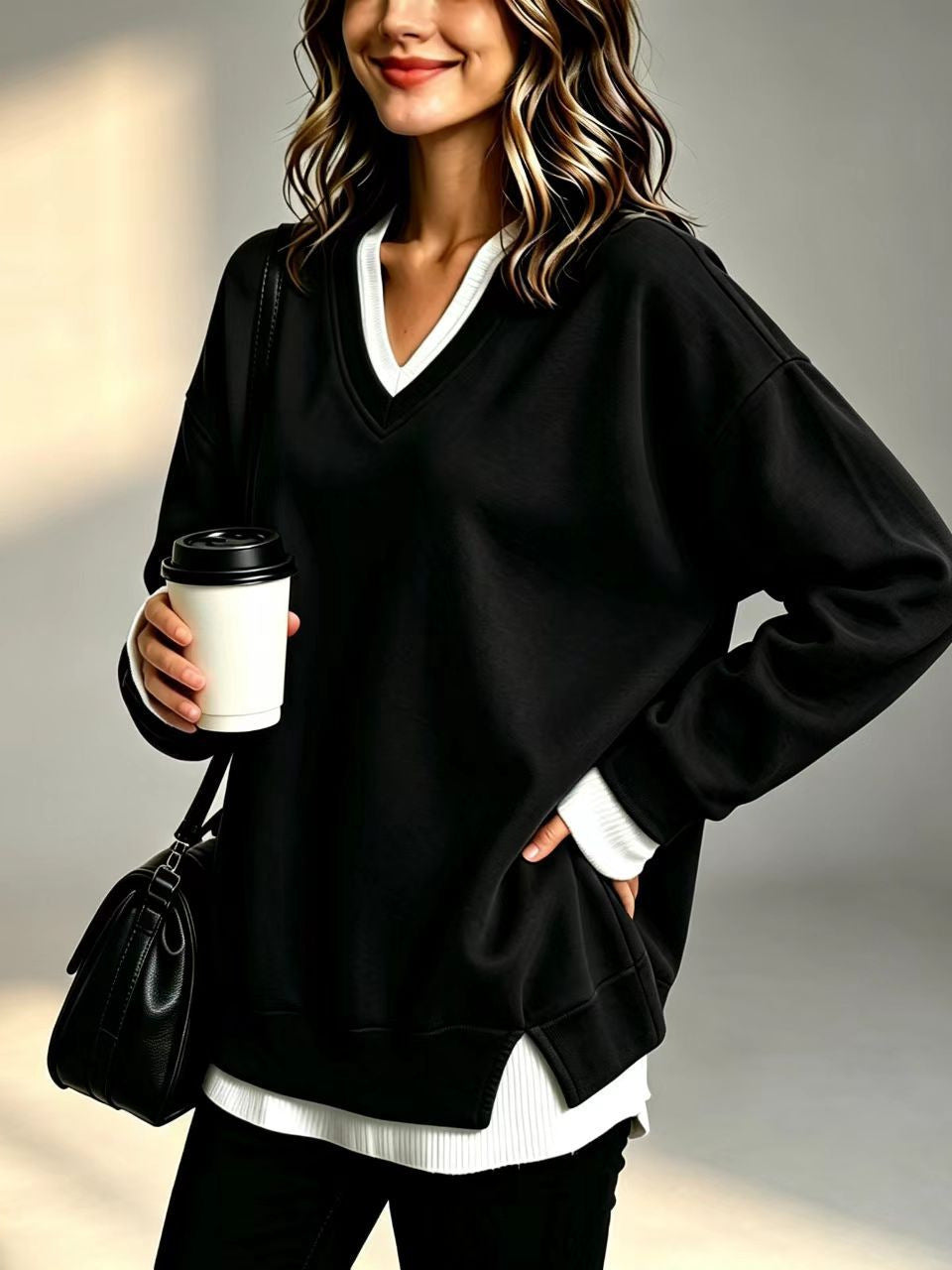 V-neck sweatshirt