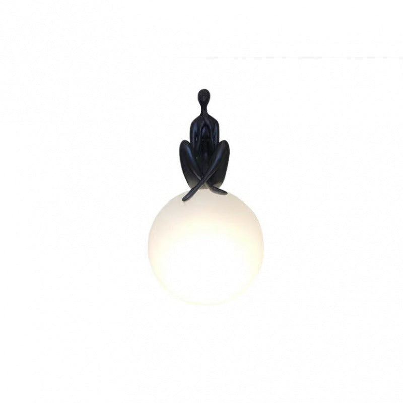 Nordic Resin Humanoid Sculpture Table Lamp Creative Portrait Decorative Night Light for Bedroom Living Room