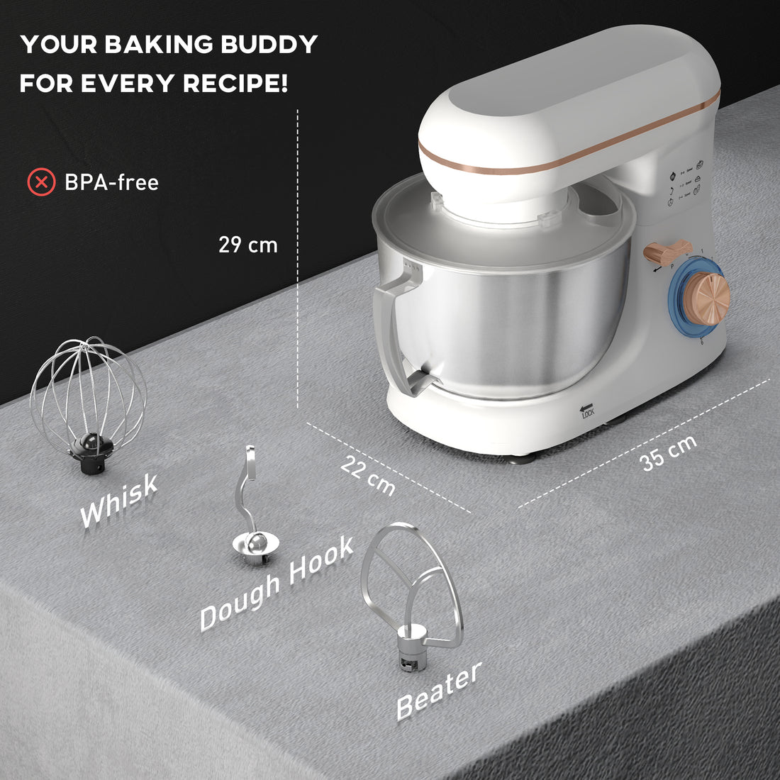 1300W Kitchen Stand Mixer with Accessories