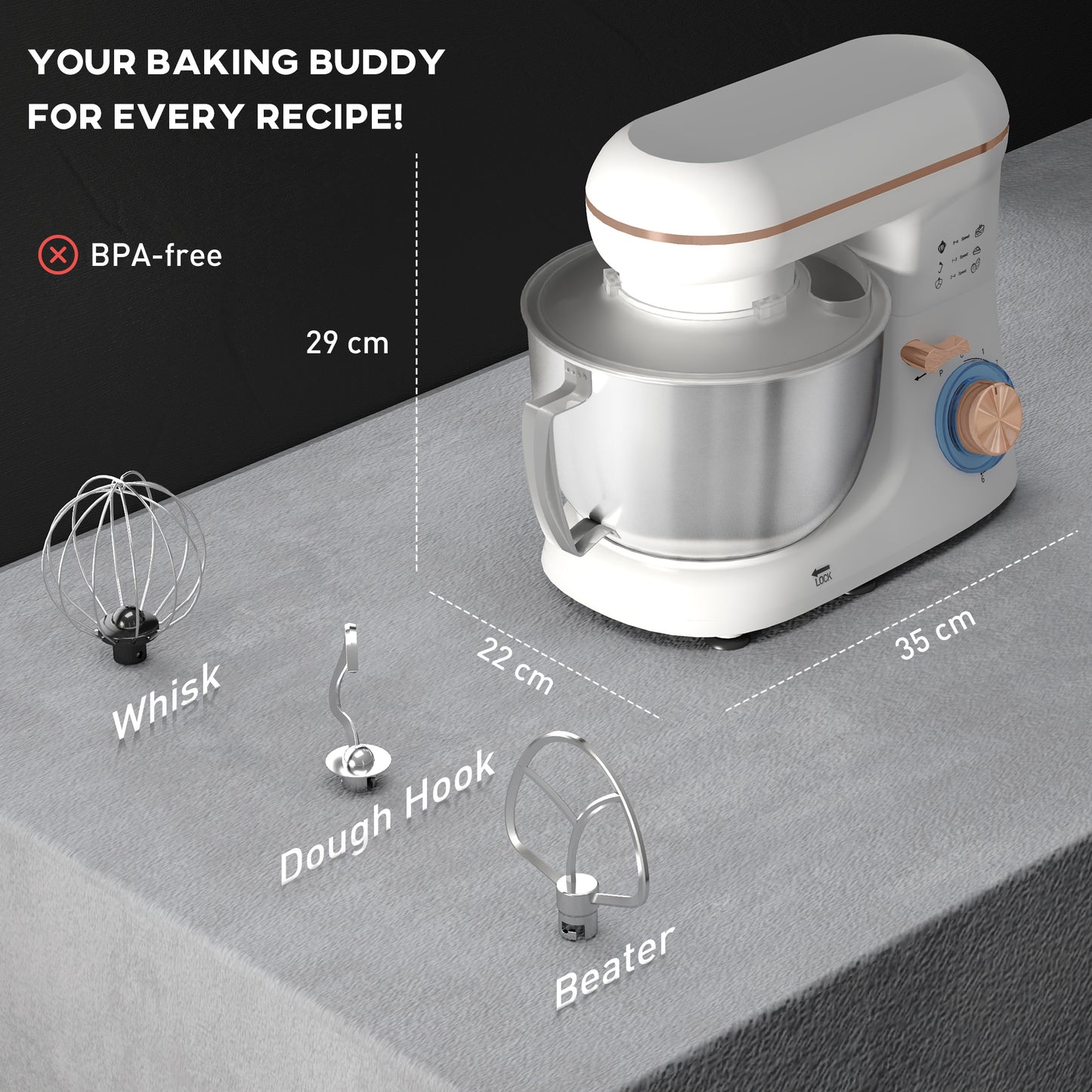1300W Kitchen Stand Mixer with Accessories