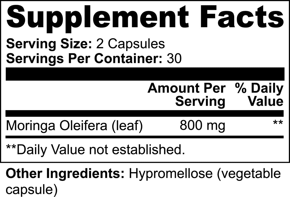 Moringa powder ingredients close-up