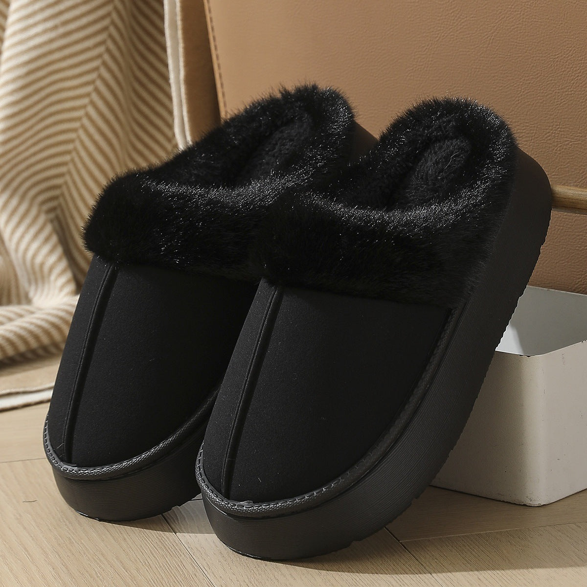 Plush Fur-Lined House Slippers