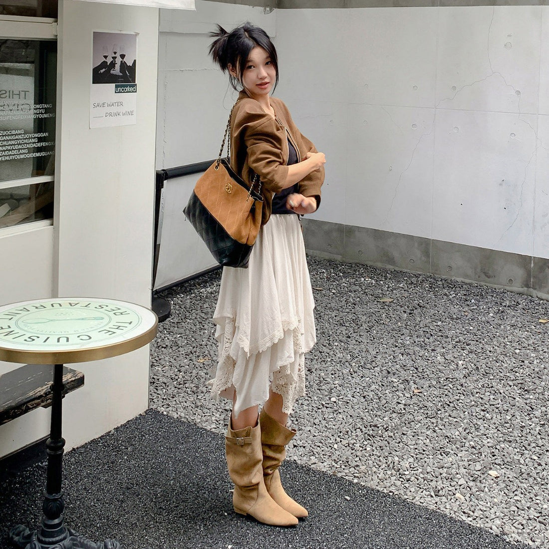 Women Retro Suede Chunky Heel Over Knee High Boots