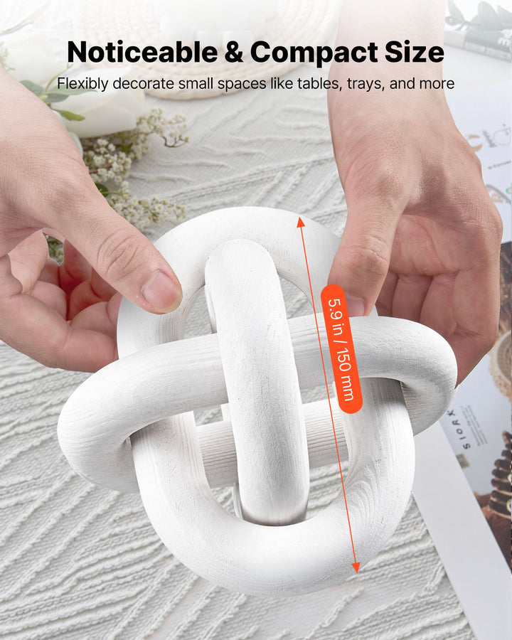 Close-up of white wood chain link knot detail
