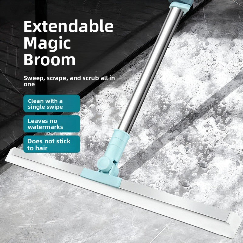 Household floor scraping and water sweeping broom