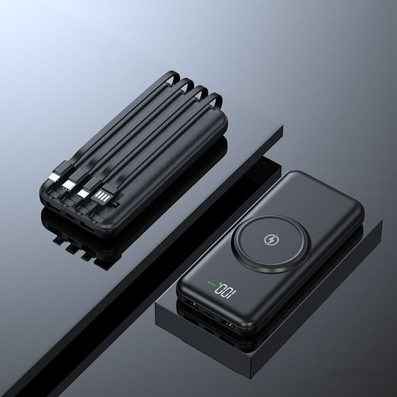 Power bank held in hand for size reference