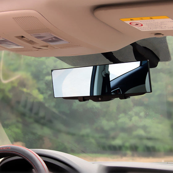 Clip-on wide mirror installed in a car
