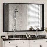 40x30 Inch Glossy Black Bathroom Wall Vanity Mirror