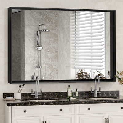 40x30 Inch Glossy Black Bathroom Wall Vanity Mirror