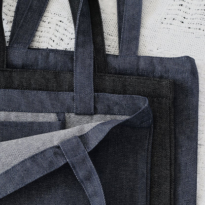 Denim and Canvas Shoulder Handheld Shopping Bag