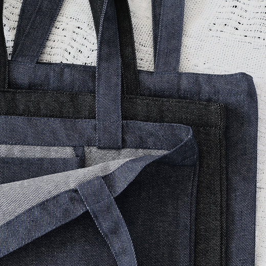 Denim And Canvas Shoulder Handheld Shopping Bag