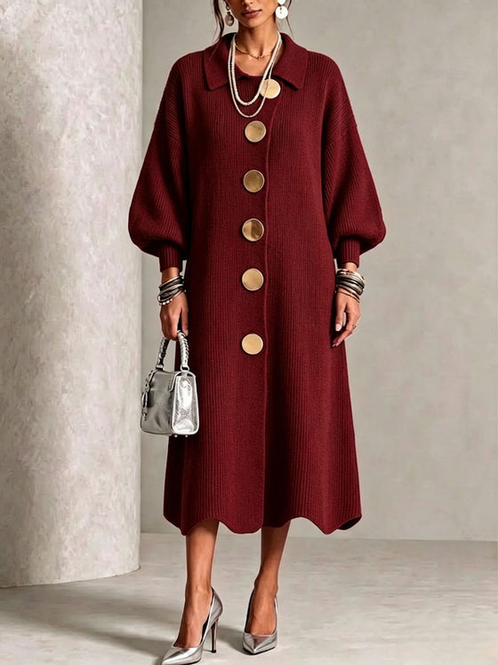 knitted dress with metal buttons