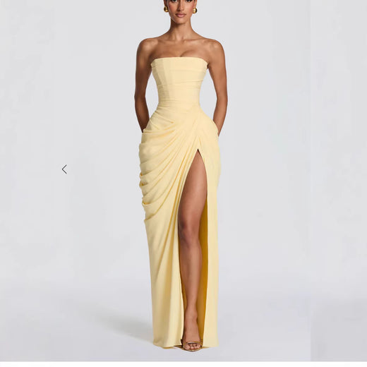 Belted evening gown