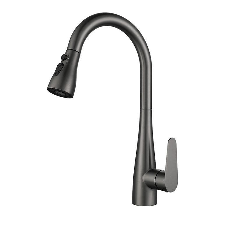 304 Stainless Steel Pull-Out Kitchen Sink Faucet with Universal Rotation Gunmetal Gray