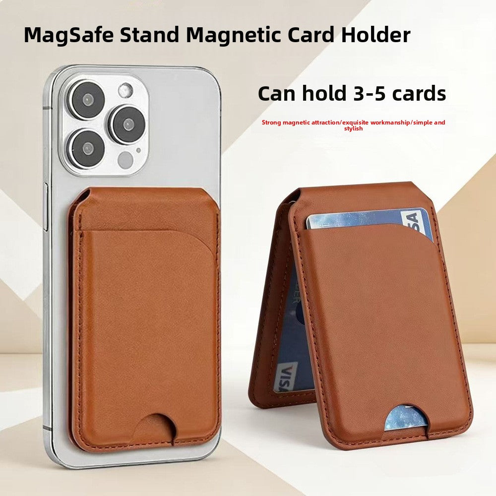 Magnetic leather stand card holder