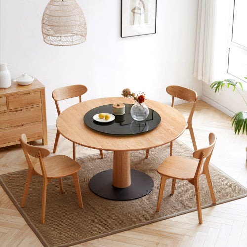Wood dining chair seat detail