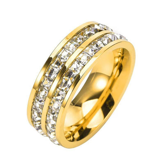 Titanium Steel Starry Sky Square Diamond Ring