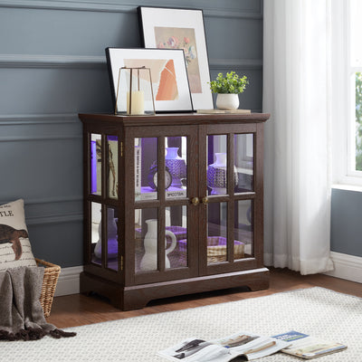 LED Curio Display Cabinet with Adjustable Shelves Retro