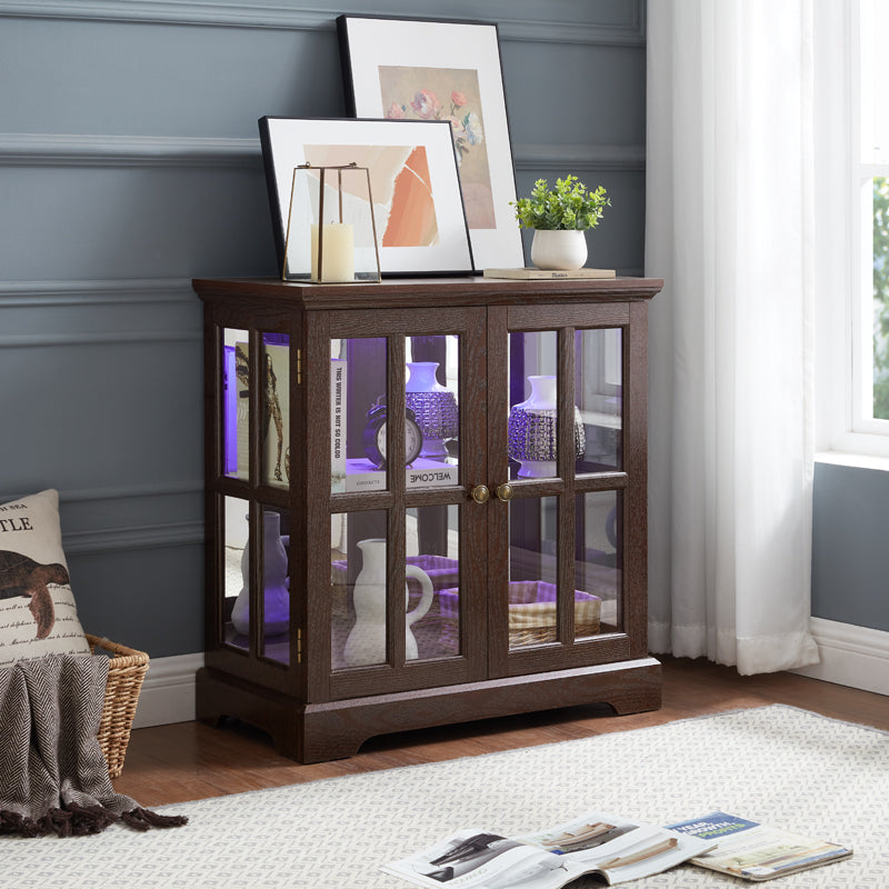 LED Curio Display Cabinet with Adjustable Shelves Retro