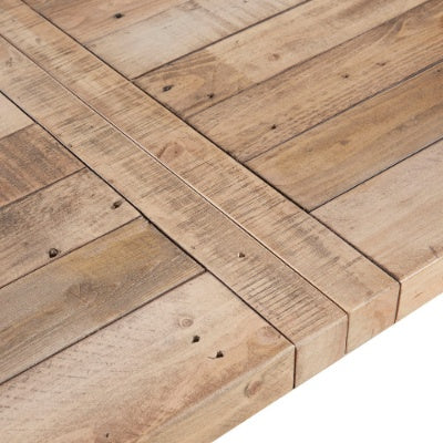 Wooden dining table set side angle view
