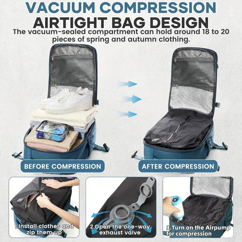 Vacuum compression backpack with large capacity