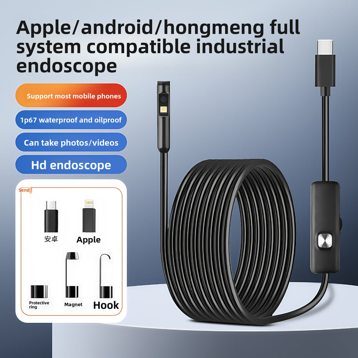 HD Dual Lens Endoscope for Mobile Phones