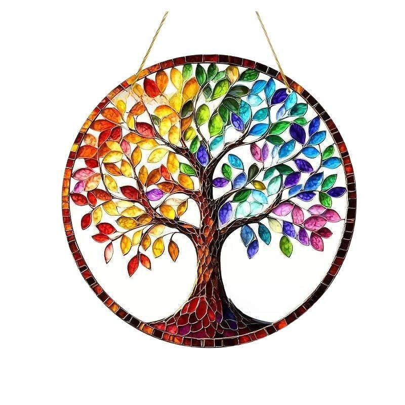 Tree of Life Acrylic Stained Glass Hanging Decoration