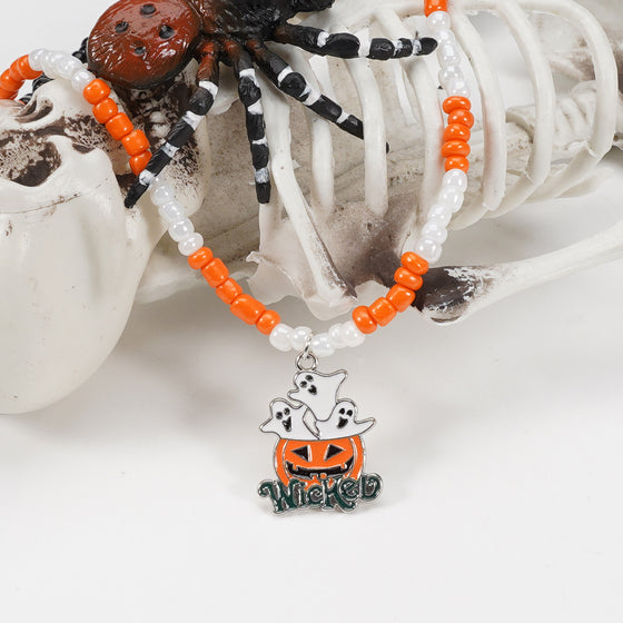 Handmade Halloween Ghost Pumpkin Pendant Necklace