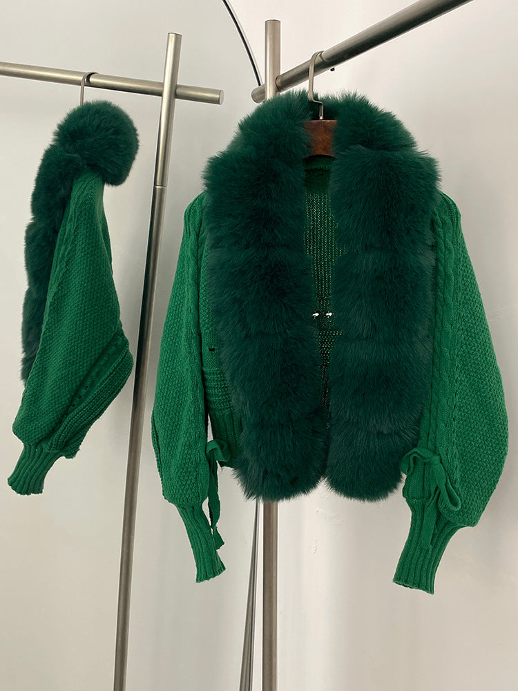 Lady Batwing Sleeve V-Neck Knitted Cardigan