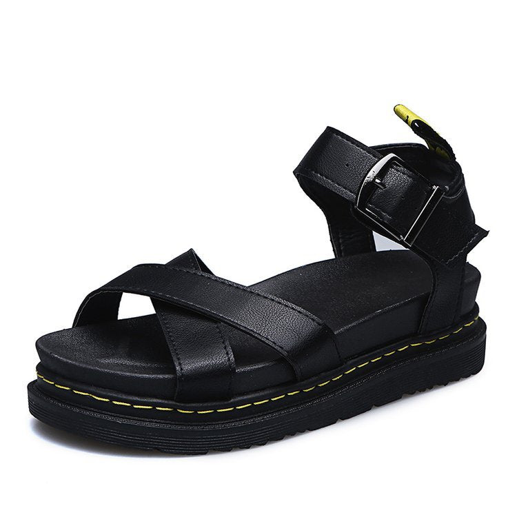 New Design Womens Flat Roman Sandals Thick Hollow Out Sandals