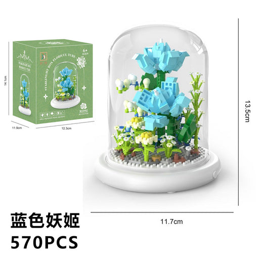 Building block flower set with display cover