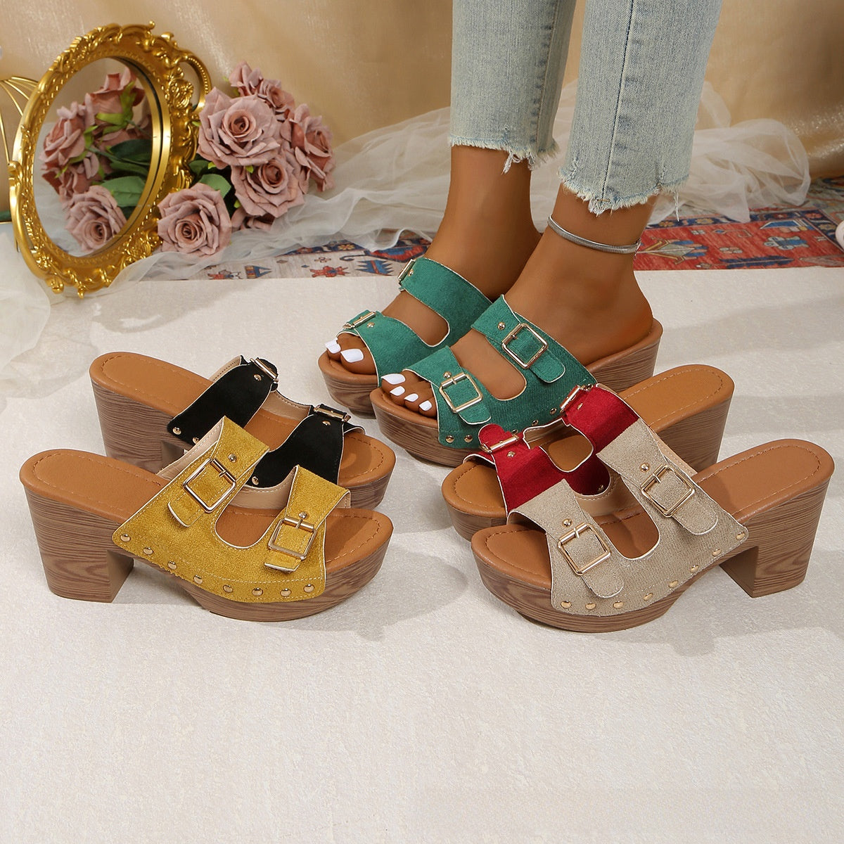 Womens Pointed Toe Thick Heel Lace Up Ankle Boots