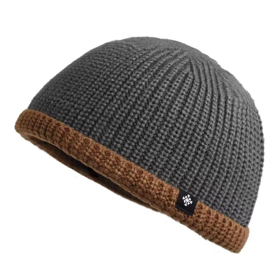 Men's Thickened Fleece-Lined Knit Beanie Winter Ear Protection Windproof Hat