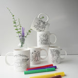 DIY Coloring Ceramic Mug with Cartoon Designs