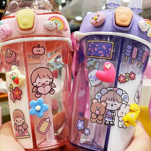 Double Straw Insulated Water Bottle