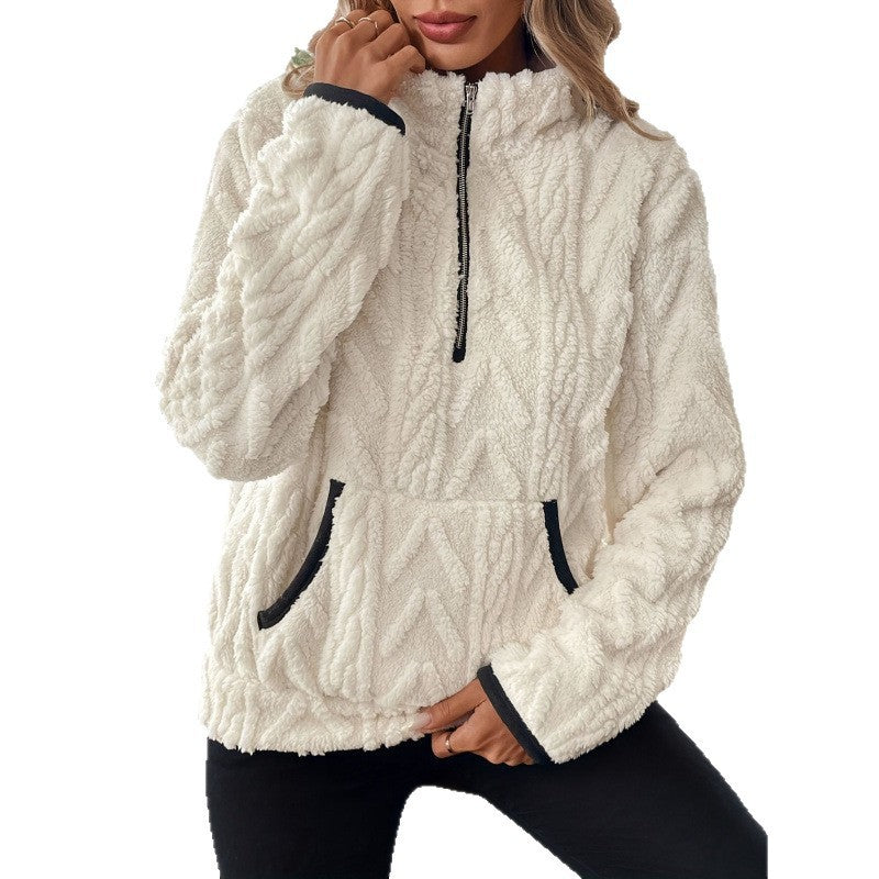 Women's jacquard fleece half-zip sweatshirt with lapel collar, photo 5