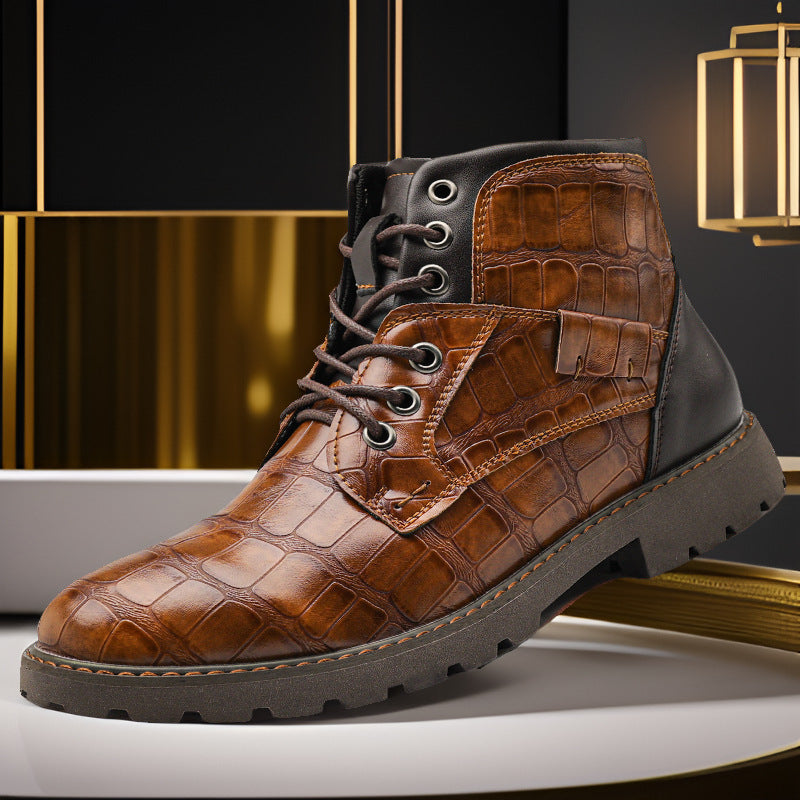 Mens Vintage Side Zip Leather Boots