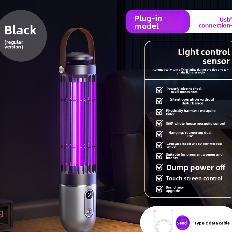 USB Rechargeable Mosquito Killer Lamp with Electric Shock