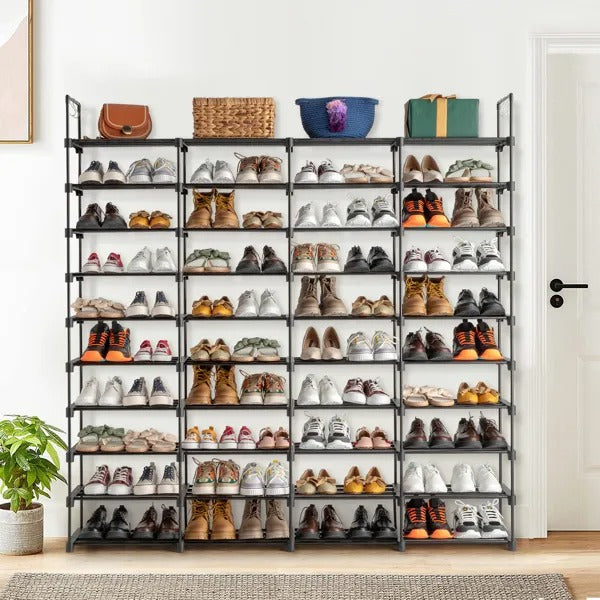 Close-up of shoe rack wire-shelf tier design