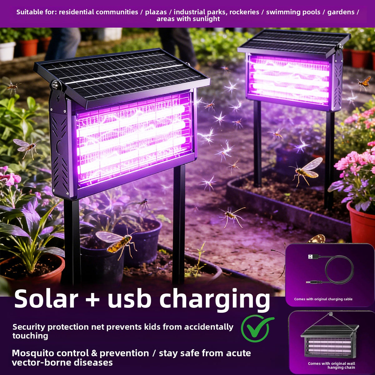 Solar-powered mosquito killer lamp