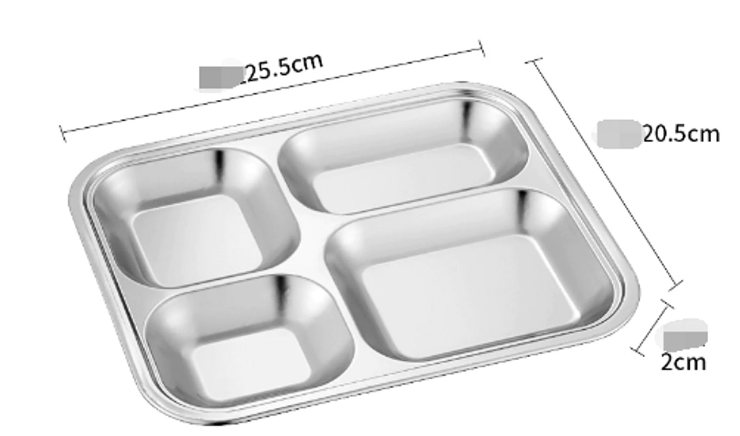 3/4/5 Sections Stainless Steel Divided Dinner Tray Lunch Container