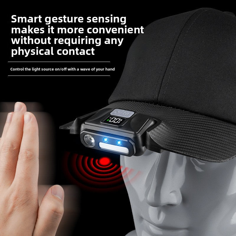 Baseball cap lamp USB charging digital display outdoor induction headlight