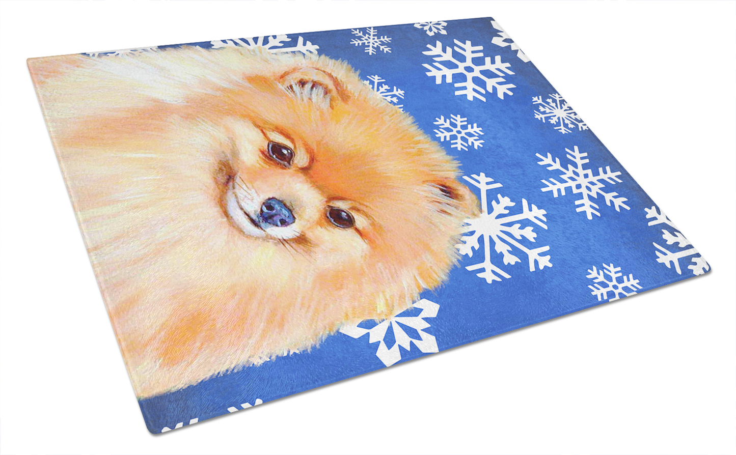 Christmas Dog Print Tempered Glass Cutting Board, Large 12 x 15
